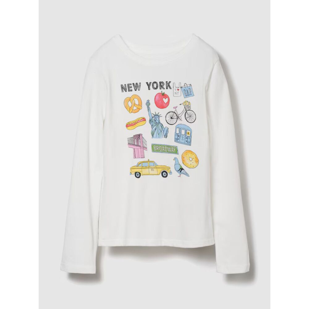 GAP Girls Long Sleeve Graphic Tee T-Shirt (XXL WHITE)